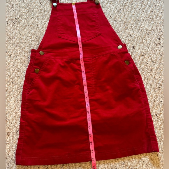 *3 for $9* Red Mini Overalls Dress - Picture 9 of 10